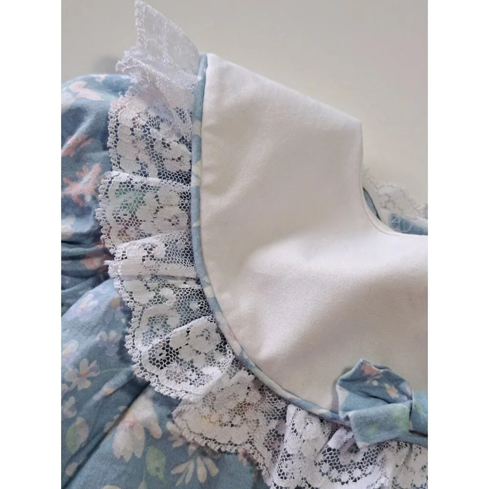 Vtg Bryan Baby Girl 6-9 Months Floral Tiered Dress Pastel Lace Bow Collar 2 Pc - Picture 6 of 13